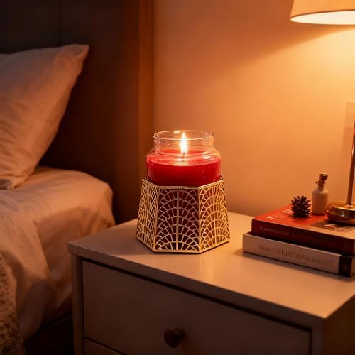 3 Wick Candle Holder, Shell Design Candle Jar Holder for 4-Inch Diameter Jars (5.25" D x 3.5" H) (Rose Gold) - Image 2