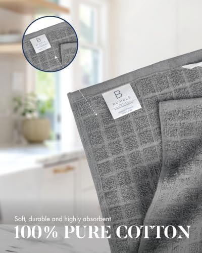 Bumble Kitchen Towels (6-Pack), 16"x28", 100% Cotton Dish Towels - Gray - Image 4