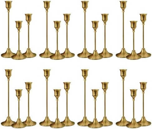 NLBTW 24 Pcs Brass Gold Candle Holder Bulks for Wedding Party Decor by NLBTW