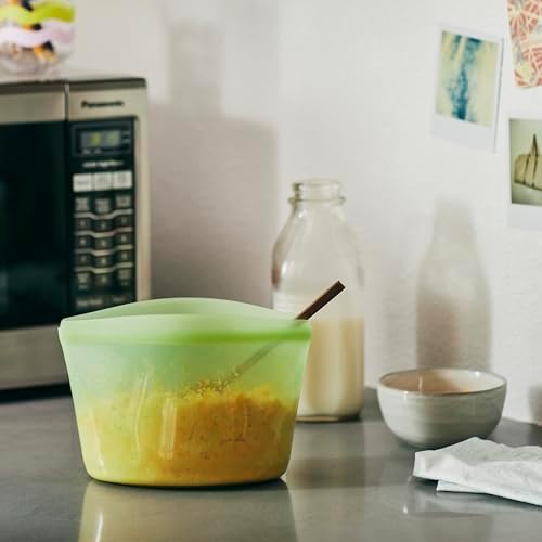 Stasher Premium Reusable Silicone Food Storage Bowl, Green, 4-Cup - Image 2