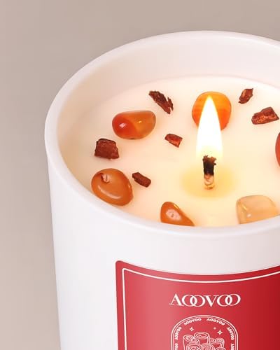 AOOVOO Cinnamon Scented Candles for Women - Aromatherapy Candle with Crystals Inside, 7oz Soy Candles for Home Scented, Mothers Day Birthday Gifts Candle for Women Mom - Image 3