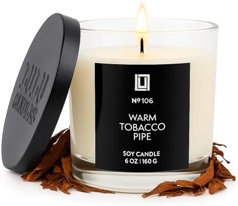 Lulu Candles | Warm Tobacco Pipe | Luxury Scented Soy Jar Candle | Hand Poured in The USA | Highly Scented & Long Lasting (6 Oz.) by LULUCANDLES