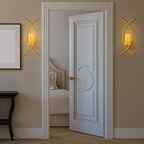 Vesici Candle Sconces Set of Two Metal Wall Candle Holder,Gold - Image 4