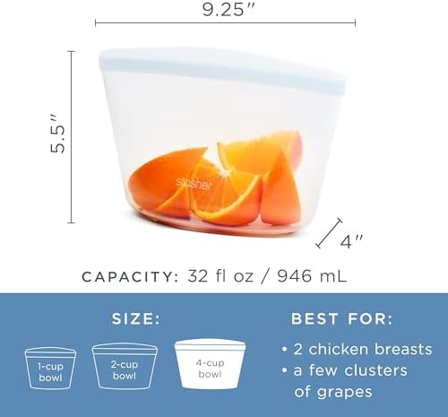 Stasher Premium Reusable Silicone Leak-Free Food Storage Bowl, Clear, 4-Cup - Image 5