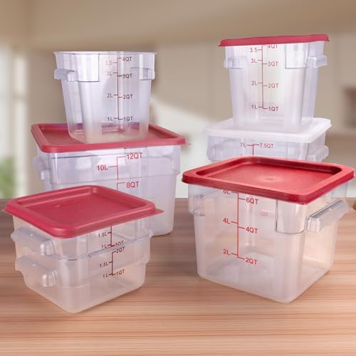2 Pack RED Square Food Storage Container With Lid,Commercial Storage Box With Scale & Handle,Cake Making,Dough Marinating Meat,Kitchen Supplies (2 Quart) - Image 6