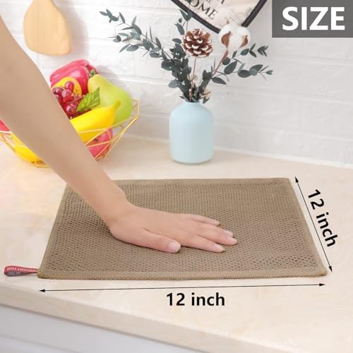 Homaxy 100% Cotton Waffle Weave Kitchen Dish Cloths 6-Pack, Tan - Image 5