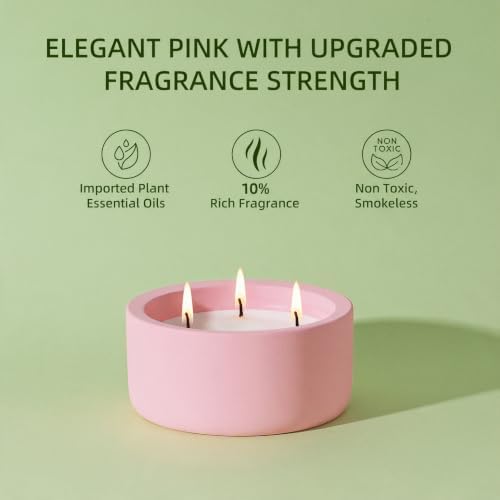 Viyffo 20oz Large Fall Scented Candle - Rose & Jasmine, 3 Wick Non Toxic Soy Candle, Ivory Pink Ceramic Jar, Luxury Home Fragrance, Elegant Room Décor & Premium Birthday Gift - Image 7