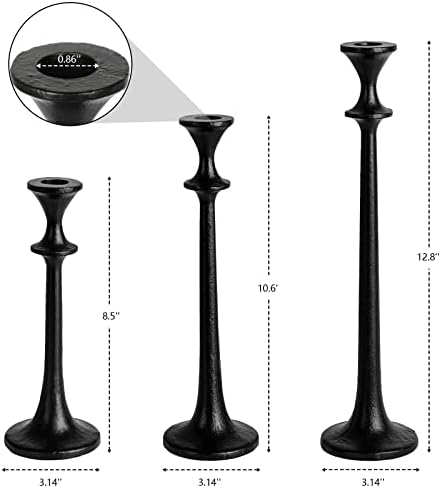 Black Iron Taper Candle Holder - Set of 3 Decorative Candle Stand - Image 2