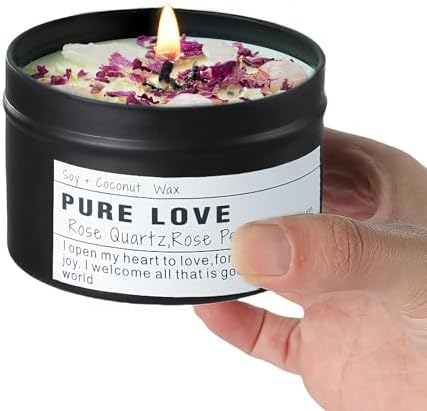 Crystal Candle, Healing Energy Protection Gift, Mindful Intentions, Best Friend, Mother's Birthday Gift.(Pure Love) by Unknown