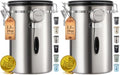 Veken Coffee Canister,39OZ, 2.2lbs,Large Airtight Stainless Steel Container Kitchen Food Storage Jars for Beans,Ground, Espresso, Rice,Tea, Sugar, Cereal, Gifts, Date Tracker, Scoop, Silver(Pack of 2) by Veken
