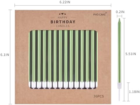 PHD CAKE 36-Count Green Long Thin Metallic Birthday Candles, Cake Candles, Birthday Parties, Wedding Decorations, Party Candles, Cake Decorations - Image 5