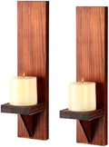 OwnMy 2PCS Wood Wall Candle Sconces Rustic Wall Mount Pillar Candle Sconces by OwnMy