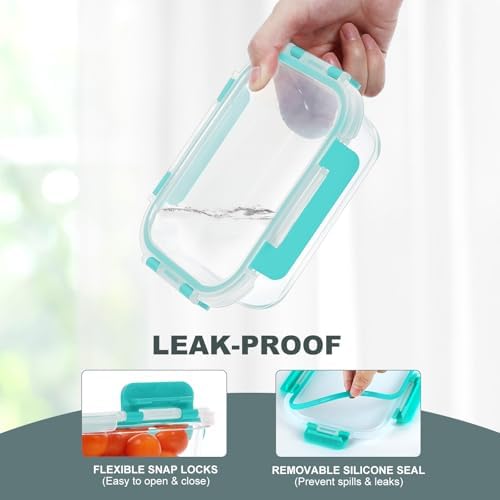 KOMUEE 10 Packs 22 oz Glass Meal Prep Containers, Green - Image 2