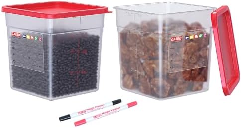 2 Pack 8 QT Commercial Food Storage Containers with Lids, BPA-Free Translucent Square Containers for Pet Food, Flour, Sugar, Rice and Dry Food Storage with FIFO Label Area by GATBO