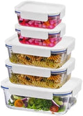 LocknLock LNG455S5W The Clear Borosilicate Glass Food Storage Containers with Lids, 10-Piece Set for Kitchen, Lunch, Meal Prep, Leftovers, Leakproof, Freezer, Microwave, and Dishwasher Safe by LocknLock