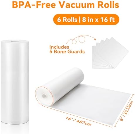 Wevac Vacuum Sealer Bags for Food 8x16 6 Rolls, Fit Food Saver Machines - Image 2