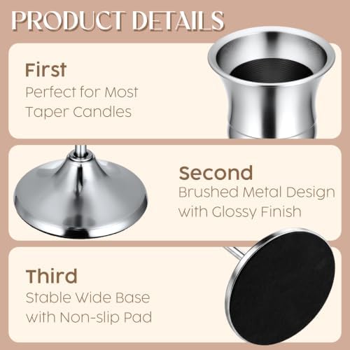 12PCS Silver Candlestick Holders, Metal Taper Candle Holder - Image 2