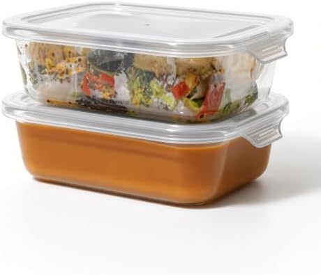 Glass Food Storage Containers with Lids — 6 Piece — 3 Containers + 3 Lids, 21.98 oz Each Glass, BPA-Free Leakproof Stackable Lids, Microwave, Oven & Dishwasher Safe — Ideal for Meal Prep, - Clear Lid - Image 7
