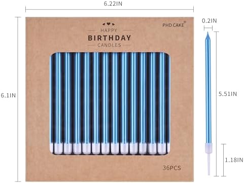 PHD CAKE 36-Count Blue Long Thin Metallic Birthday Candles, Cake Candles, Birthday Parties, Wedding Decorations, Party Candles, Cake Decorations - Image 5