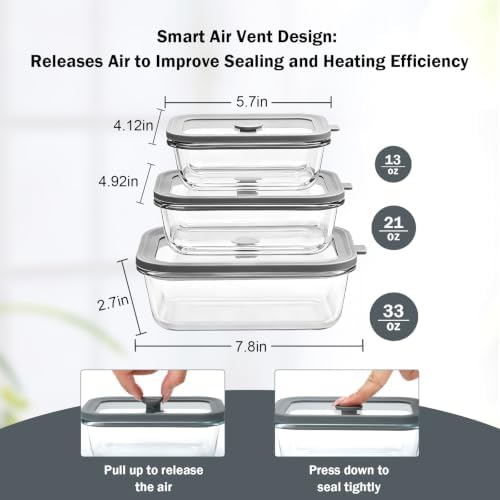12 Pack Multi-Size Glass Food Storage Containers with Glass Lids - Image 2
