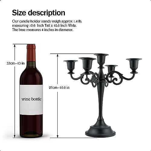 5-Arm Black Metal Candelabra Halloween Taper Holder Decor - Image 2