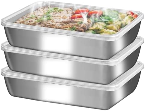 GIUOIDUO stainless steelFood Storage Containers setsstorage box with lidfreezer FrozenKitchen tray with lidOven plateSide dish plate Freezer & Dishwasher Safe by GIUOIDUO