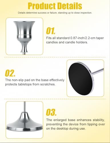2 Sets(6 Pcs) Silver Tapered Candle Holder,Candlestick Tall Metal Candlestick Holders for Table Centerpiece Home Decor for Wedding Fireplace Mantel Housewarming Gift Fits 3/4 Inch Thick Candles - Image 3