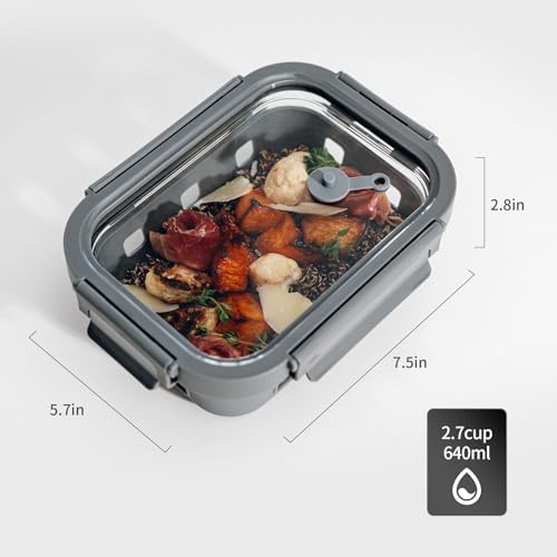 GENICOOK 5 Set Glass Meal Prep Containers with Glass Lids - Image 3