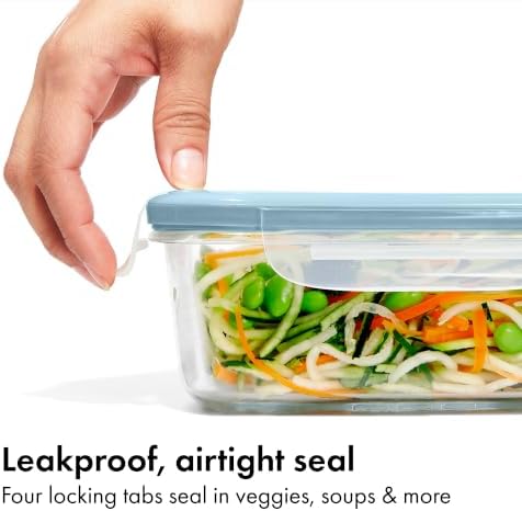 OXO Good Grips Smart Seal 8-Piece Glass Food Storage Container Set - Arctic Blue - Image 2