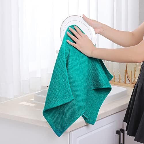 Homaxy 100% Cotton Waffle Weave Kitchen Dish Towels 12-Pack, Teal - Image 4