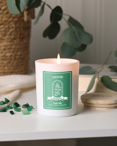 AOOVOO Eucalyptus Scented Candles for Women - Aromatherapy Candle with Crystals Inside, 7oz Soy Candles for Home Scented, Mothers Day Birthday Gifts Candle for Women Mom - Image 5