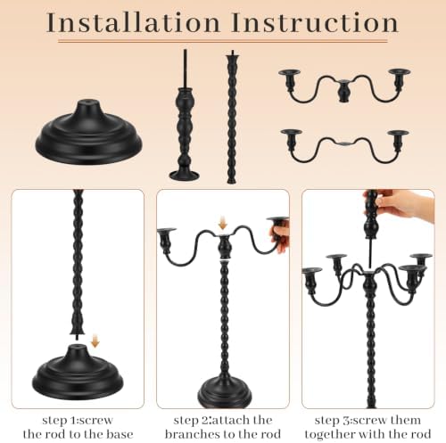 2 Pcs 28 Inch Black Candelabra Halloween Decorations, Retro - Image 5