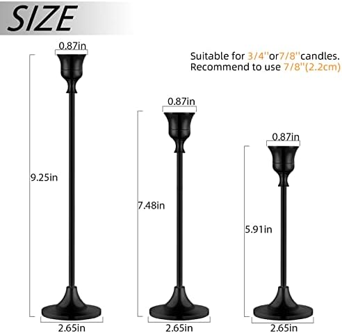 BEZURA Black Taper Candle Holders Set of 6,Aluminum Alloy Candlestick Holders for Candlesticks Vintage Metal Candle Stick Candle Holder for Fireplace Party Dining Home - Image 4