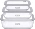 Glass Food Containers with Glass Lid, Microwave Safe Food Storage Container Set, 3 Pack of Large Size, Food Storage Containers with Lids, Meal Prep containers with Leak Proof Lid. by Eco-Evo