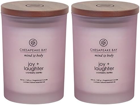 Chesapeake Bay Candle Joy + Laughter Scented Candles Cranberry Dahlia Medium 2-Pack Long Burn Time Home Décor by ChesapeakeBayFragrance