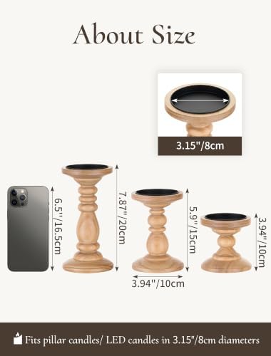 Wood Pillar Candle Holder: Rustic Light Brown Candle Stand - Image 6