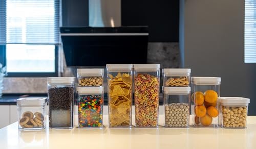 Amazon Basics Airtight Food Storage Containers, BPA Free, Dishwasher Safe, with Twist/Turn Lids, for Kitchen Pantry Organization, Square Set, Clear Plastic, 10-Piece (Pack of 2) - Image 5