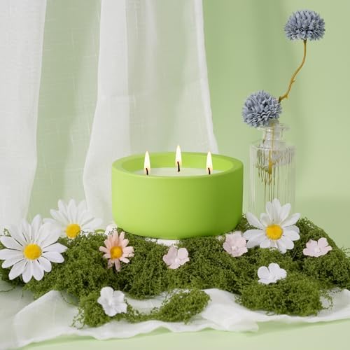 Viyffo Large Citronella & Lemon Candle Outdoor, 3 Wick 20oz Scented Candle Indoor, Non Toxic Soy, Green Ceramic Jar for Patio, Deck, Garden, Backyard & Camping, Home Fragrance, Décor & Gift - Image 2