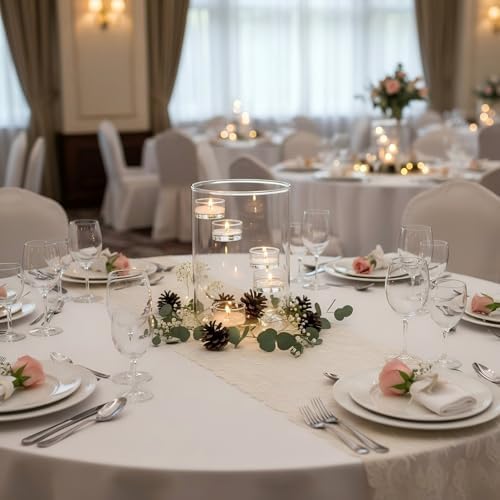 Glass Hurricane Candle Holder for Tea Light, Clear Cylinder Pillar Candle Holder for Table Centerpiece Decorations, Hurricane Glass Candle Holders for Dining Room Wedding Parties Home Decorations - Image 2