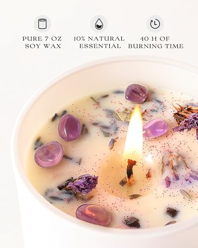 AOOVOO Lavender Candles Set for Women - 4 Pack Candles for Home Scented, Aromatherapy Candle with Crystals Inside, 20 oz 160 Hour Long Lasting, Birthday Gifts Mothers Day Candle for Women Mom - Image 2