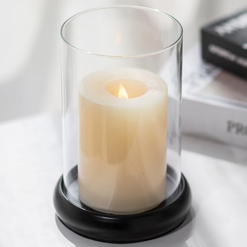 Sziqiqi Black Hurricane Candle Holder, Pillar Candle Holder with Glass by SZIQIQI
