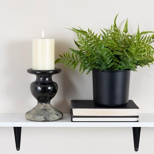Creative Co-Op 2-Tone Sculptural Terracotta Pillar Candle Holder, Distressed Black - Image 3