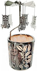 kingnero Gift Carousel Candle Tea Light Holder Rotary Candleholder Metal Windmill Candlestick Spinning Candle Holder for Home Decor (owl) by kingnero