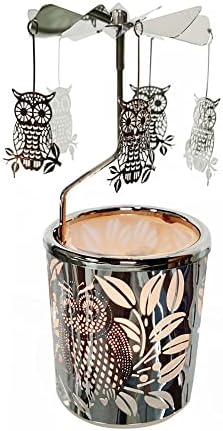 kingnero Gift Carousel Candle Tea Light Holder Rotary Candleholder Metal Windmill Candlestick Spinning Candle Holder for Home Decor (owl) by kingnero