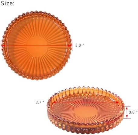 Glass Candle Tray 6 Pack Round Candle Holder Plates Candleholders,Amber - Image 2