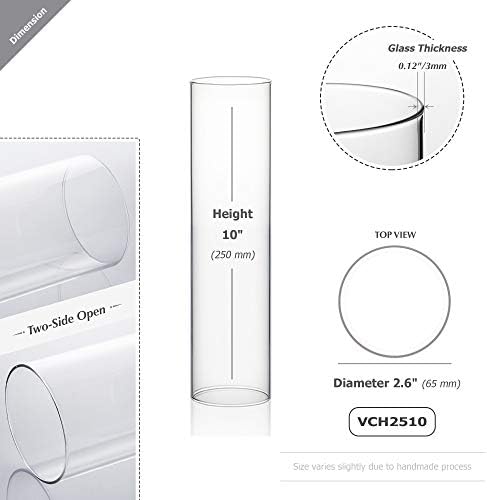 WGVI Hurricane Candle Holder Sleeve, Wide 2.5", Height 10", Clear Glass Cylinder Candleholder, Chimney Tube, Open Ended Candle Shade, 12 Pieces Bulk - Image 2