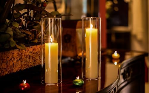CYS EXCEL 2 PCS (H:10" D:3") Open Ended Glass Hurricane Candleholder Tube Shade | Open Flame Candle Chimney Tube Cover | Bottomless Cylinder - Image 4
