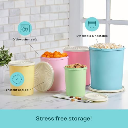 Tupperware Heritage 10-Piece Pastel Tall Canister Set (5 Containers+5 Lids) - Image 4
