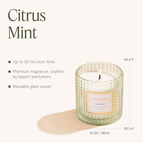 LA JOLIE MUSE Citrus Mint Scented Candles for Home, Natural Soy Wax, 55 Hrs - Image 5