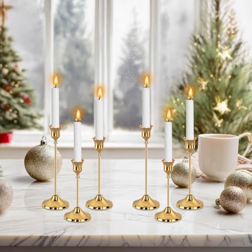 6pcs Gold Candle Holders, Candlestick Holders Taper Candle Holders for Pillar Candles Sticks Holder Decor Halloween Christmas Decorations Candle Candelabros para Centros de Mesa - Image 5
